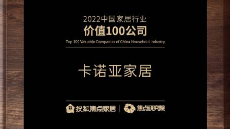 百強之巔|蜜桃在线播放再獲“2022中國家居行業價值100公司”榮譽