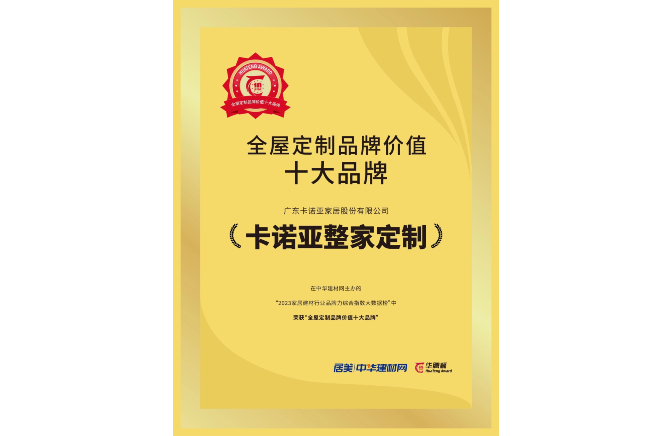 載譽榮耀|蜜桃在线播放獲“全屋定製品牌價值十大品牌”